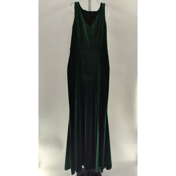 Lulus Women Ravishing Poise Velvet Cowl Back Sleeveless Maxi Dress Green Medium - Picture 2 of 3